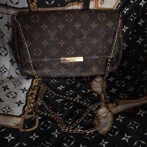 Louis Vuitton Brown Monogram Crossbody Bag with Gold Chain